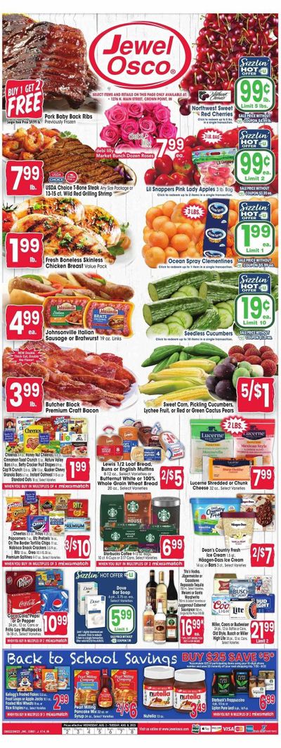 Jewel Osco (IN) Weekly Ad Flyer Specials August 2 to August 8, 2023