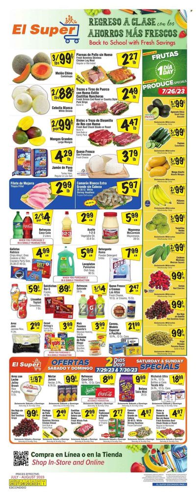 El Super (CA) Weekly Ad Flyer Specials July 26 to August 1, 2023