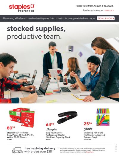 Staples Business Flyer August 2 to 15