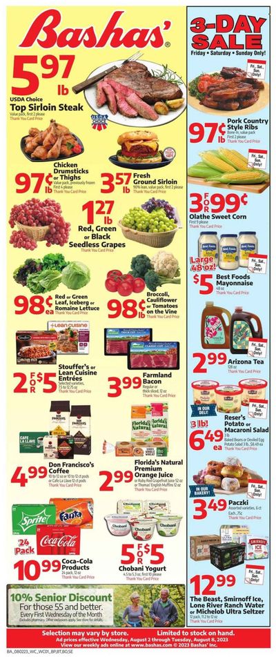 Bashas' (AZ) Weekly Ad Flyer Specials August 2 to August 8, 2023
