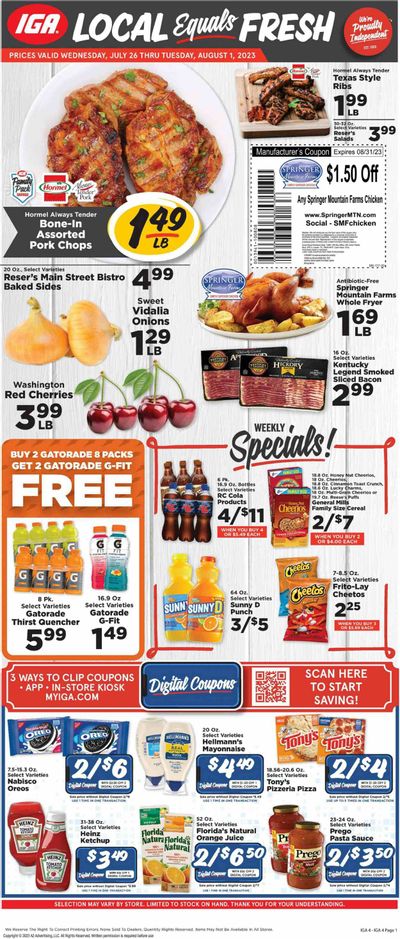 IGA (KY) Weekly Ad Flyer Specials July 26 to August 1, 2023