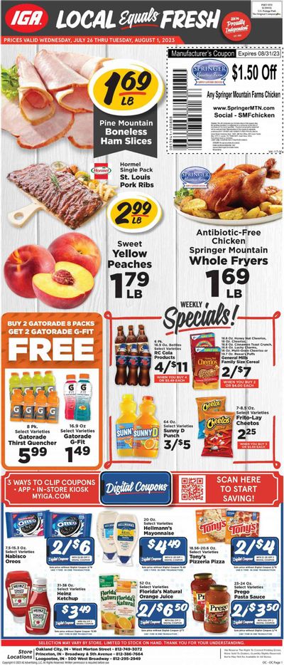 IGA (IN) Weekly Ad Flyer Specials July 26 to August 1, 2023