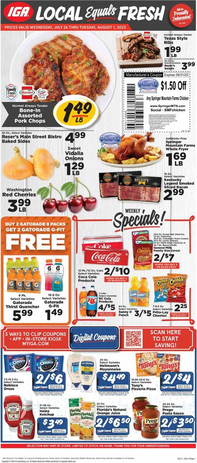 IGA (KY) Weekly Ad Flyer Specials July 26 to August 1, 2023