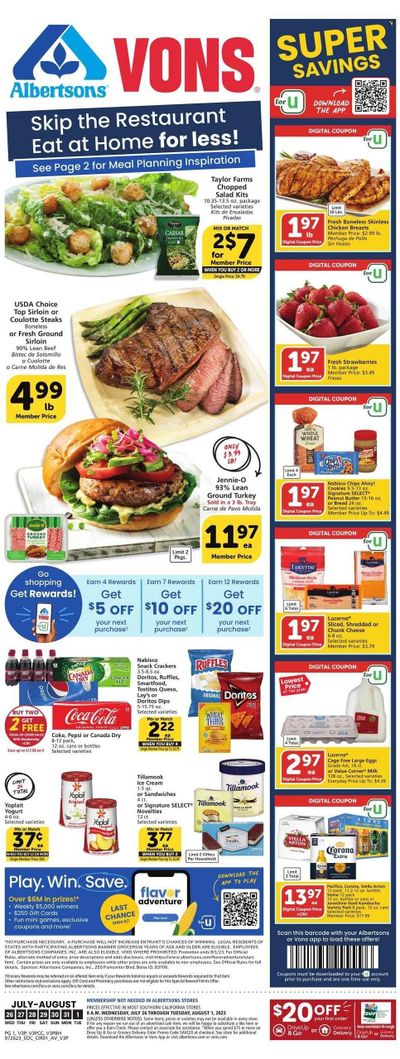 Vons (CA) Weekly Ad Flyer Specials July 26 to August 1, 2023
