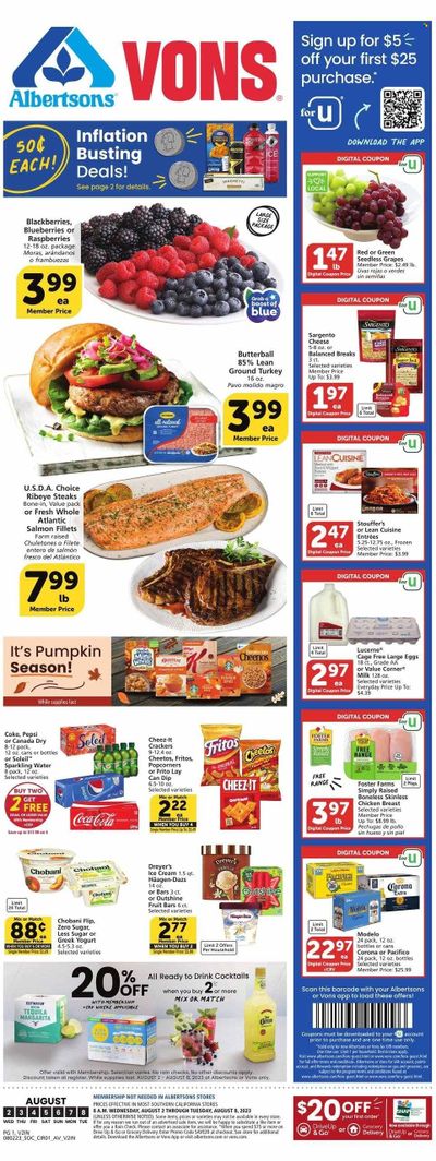 Vons (CA) Weekly Ad Flyer Specials August 2 to August 8, 2023