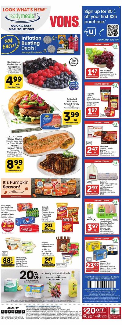 Vons (CA) Weekly Ad Flyer Specials August 2 to August 8, 2023