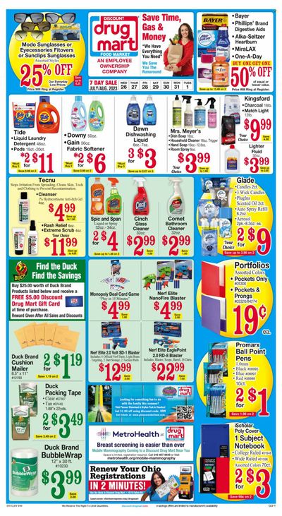 Discount Drug Mart (OH) Weekly Ad Flyer Specials July 26 to August 1, 2023