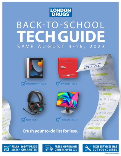 London Drugs Back To School Tech Guide Flyer August 3 to 16