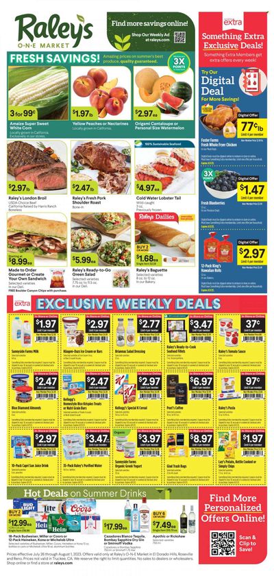 Raley's (CA, NV) Weekly Ad Flyer Specials July 26 to August 1, 2023