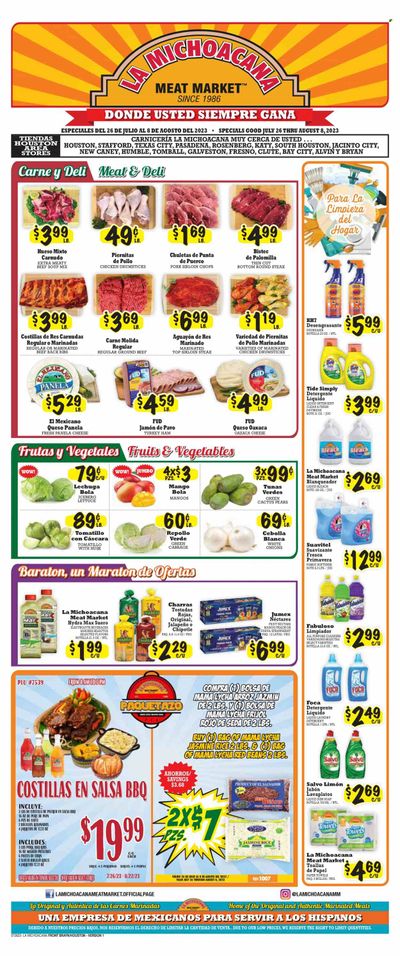 La Michoacana Meat Market (TX) Weekly Ad Flyer Specials July 26 to August 8, 2023