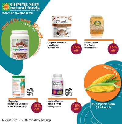 Community Natural Foods Flyer August 3 to September 6