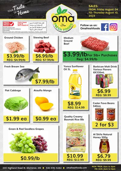Oma Fresh Foods Flyer August 4 to 10