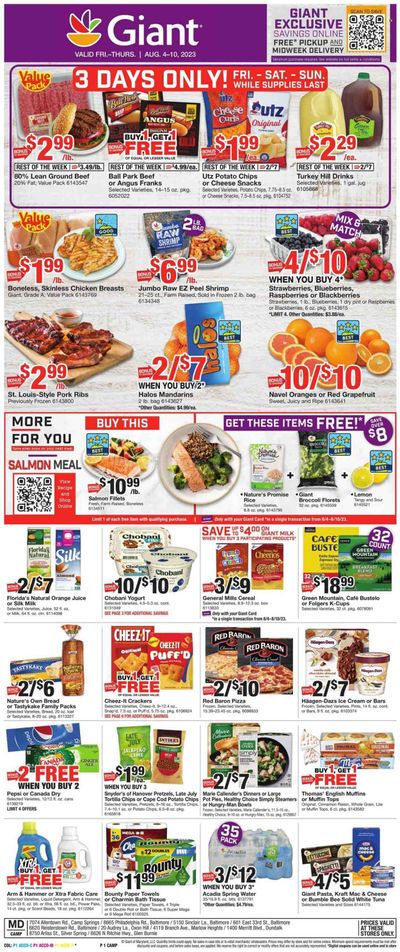 Giant Food (DE, MD, VA) Weekly Ad Flyer Specials August 4 to August 10, 2023
