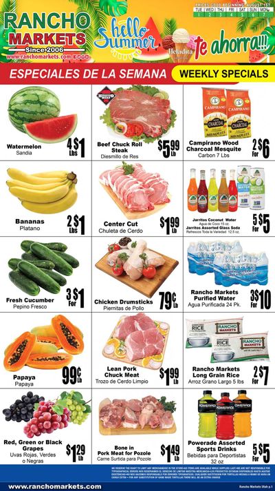 Rancho Markets (UT) Weekly Ad Flyer Specials August 1 to August 7, 2023