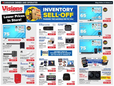 Visions Electronics Inventory Sell-Off Flyer August 4 to 10