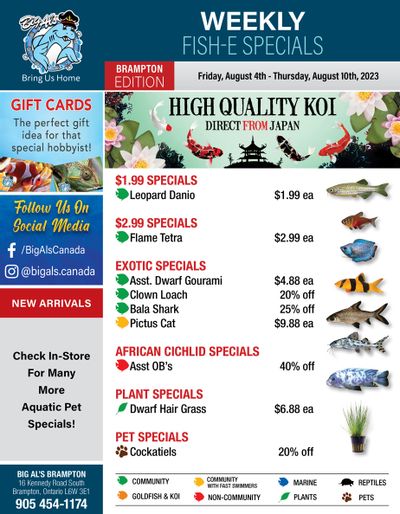 Big Al's (Brampton) Weekly Specials August 4 to 10