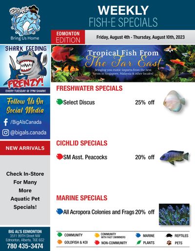 Big Al's (Edmonton) Weekly Specials August 4 to 10