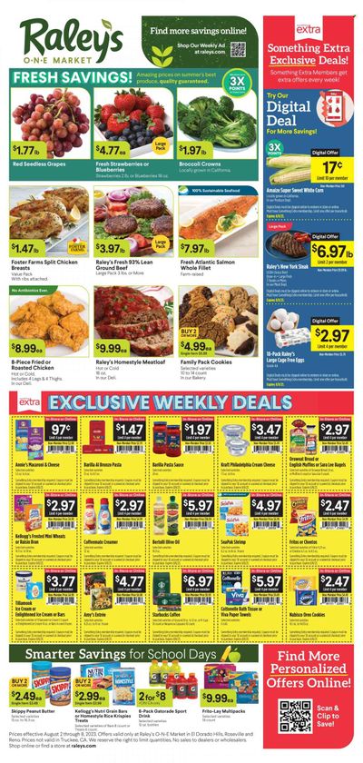 Raley's (CA, NV) Weekly Ad Flyer Specials August 2 to August 8, 2023