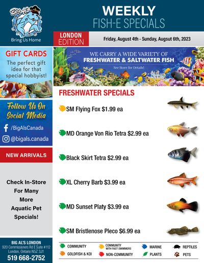 Big Al's (London) Weekend Specials August 4 to 6