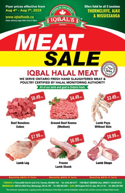 Iqbal Foods (Ajax, Mississauga, Thorncliffe) Flyer August 4 to 7