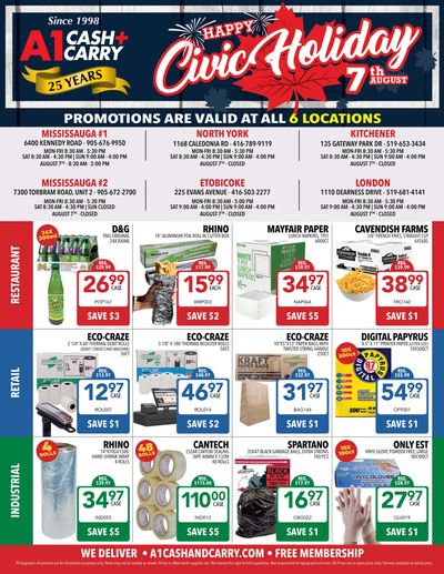 A-1 Cash and Carry Flyer August 1 to 31