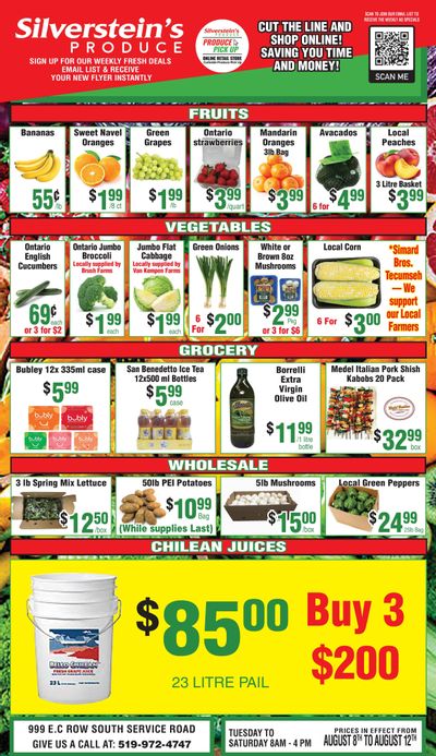 Silverstein's Produce Flyer August 8 to 12