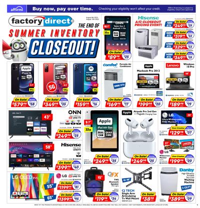 Factory Direct Flyer August 9 to 15