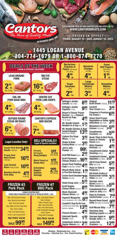 Cantor's Meats Flyer August 10 to 16