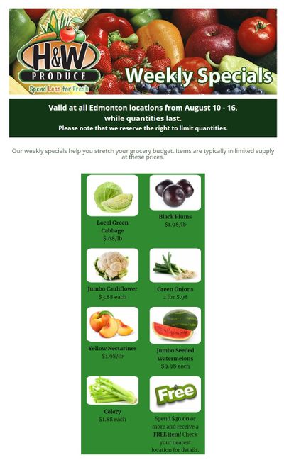 H&W Produce (Edmonton) Flyer August 10 to 16