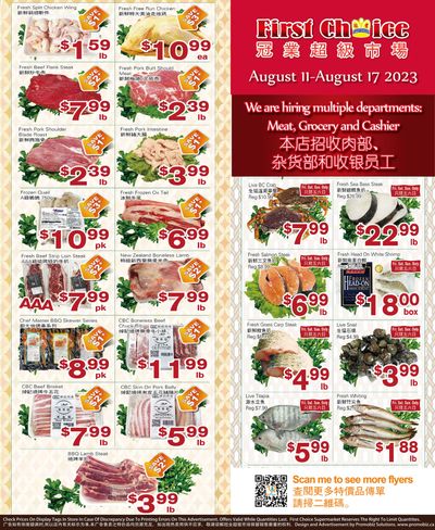 First Choice Supermarket Flyer August 11 to 17