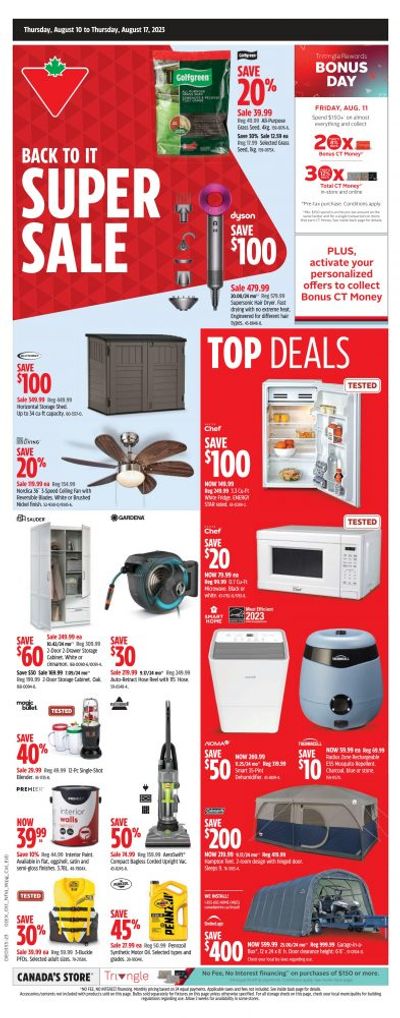 Canadian Tire Canada: 20x Bonus CT Money When You Spend $150+ August 11th + Super Sale