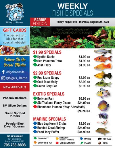 Big Al's (Barrie) Weekly Specials August 11 to 17