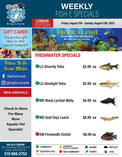 Big Al's (London) Weekend Specials August 11 to 13
