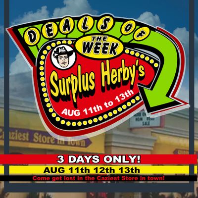 Surplus Herby's Flyer August 11 to 13