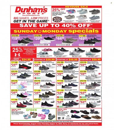 Dunham's Sports Weekly Ad Flyer Specials August 5 to August 10, 2023