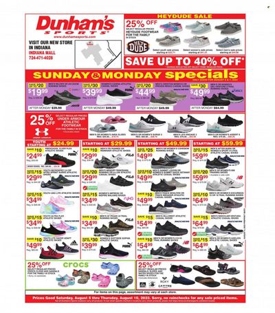 Dunham's Sports (PA) Weekly Ad Flyer Specials August 5 to August 10, 2023