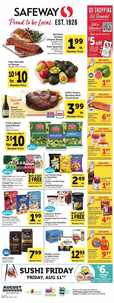 Safeway (CA) Weekly Ad Flyer Specials August 9 to August 15, 2023