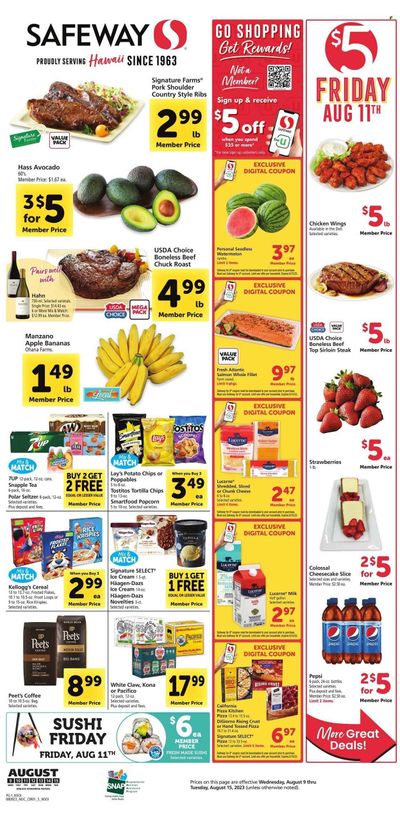 Safeway (HI) Weekly Ad Flyer Specials August 9 to August 15, 2023