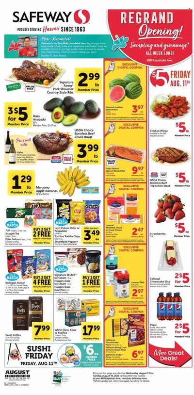 Safeway (HI) Weekly Ad Flyer Specials August 9 to August 15, 2023