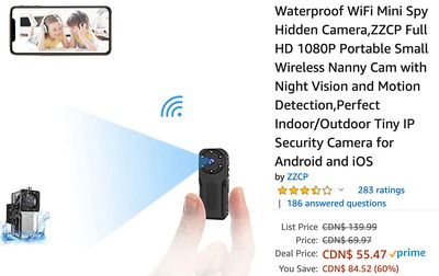 Amazon Canada Deals: Save 60% on Waterproof WiFi Mini Spy Hidden Camera + 41% on Echo Show 8 – HD 8″ Smart Display + More Offers