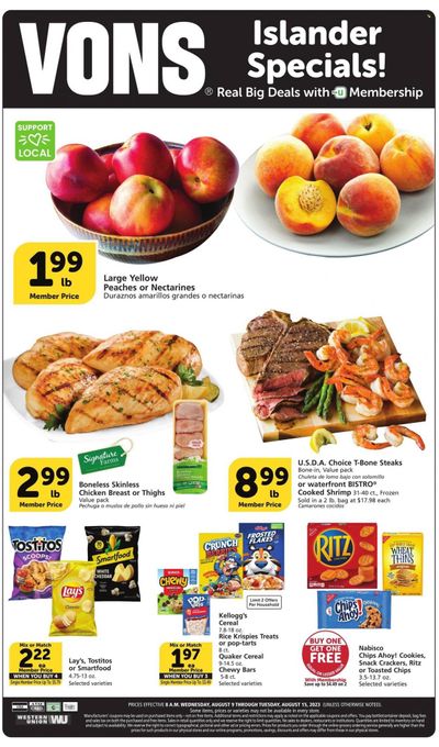 Vons (CA) Weekly Ad Flyer Specials August 9 to August 15, 2023