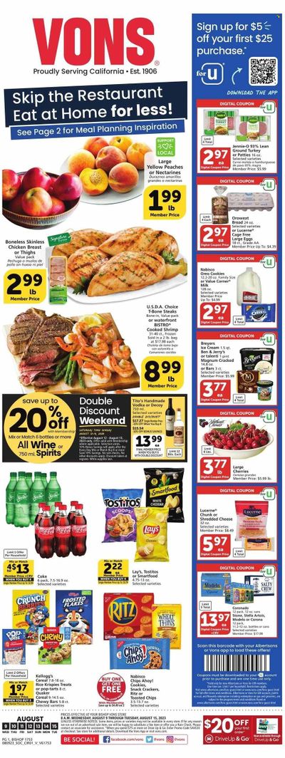 Vons (CA) Weekly Ad Flyer Specials August 9 to August 15, 2023