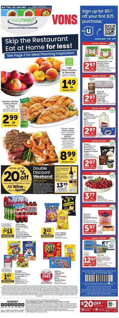 Vons (CA) Weekly Ad Flyer Specials August 9 to August 15, 2023 Vons (CA) Weekly Ad Flyer Specials August 9 to August 15, 2023