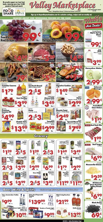 Valley Marketplace (CA) Weekly Ad Flyer Specials August 9 to August 15, 2023