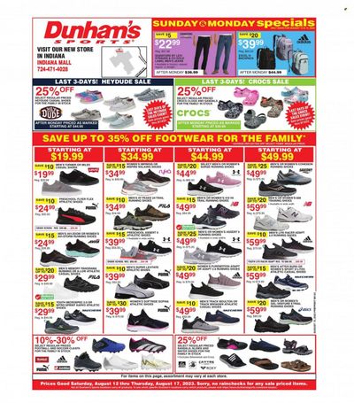 Dunham's Sports (PA) Weekly Ad Flyer Specials August 12 to August 17, 2023