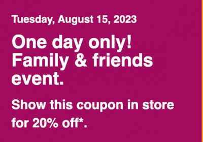 Shoppers Drug Canada Family & Friends Event Sale: Today, Save 20% off Using Coupon