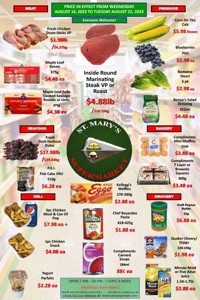 St. Mary's Supermarket Flyer August 16 to 22