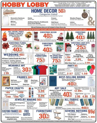 Hobby Lobby Weekly Ad Flyer Specials August 13 to August 19, 2023