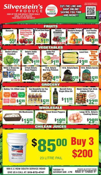 Silverstein's Produce Flyer August 15 to 19