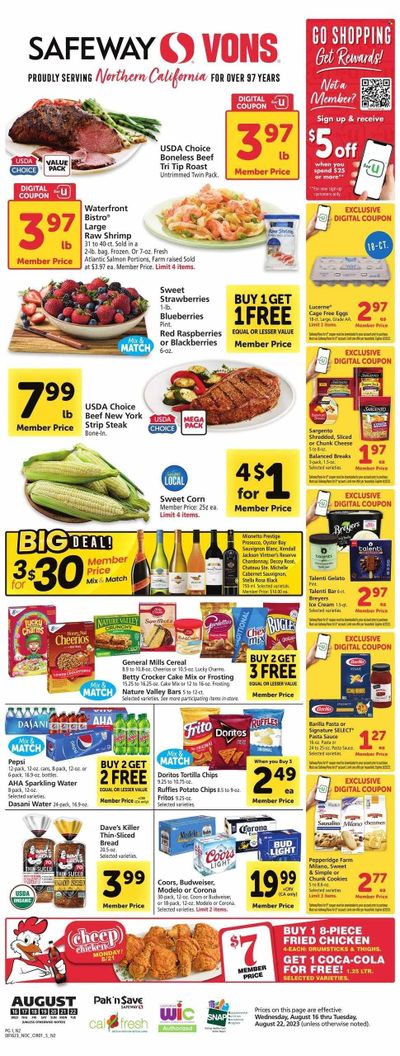 Safeway (CA) Weekly Ad Flyer Specials August 16 to August 22, 2023
